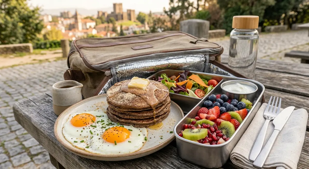 Power Pancakes with Eggs & Fruit